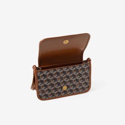 Luxury Monogram Messenger Bag Women Geometric Print 3D Cube Coated Canvas Crossbody Bag Classic Versatile Elegant Shoulder Bag