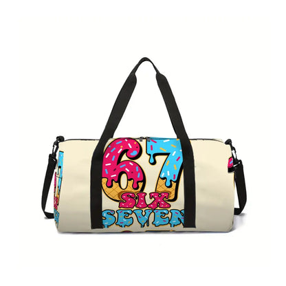 Classic Popular Funny Novelty 67 six seven 3D Printed Travel Bags Barrel Shape Crossbody Bag Outdoor Sports Bags Gym Yoga Bag