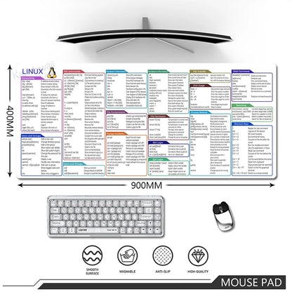 Linux Commands Line Mouse Pad Rubber Keyboard Mouse Carpet Anti-slip Gamer Mouse Mat Laptop Mousepads With Black Stitched Edge