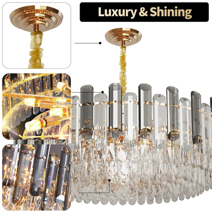 Modern K9 Crystal Chandelier Round Ceiling Fixtures Pendant Lights Living Room Bedroom