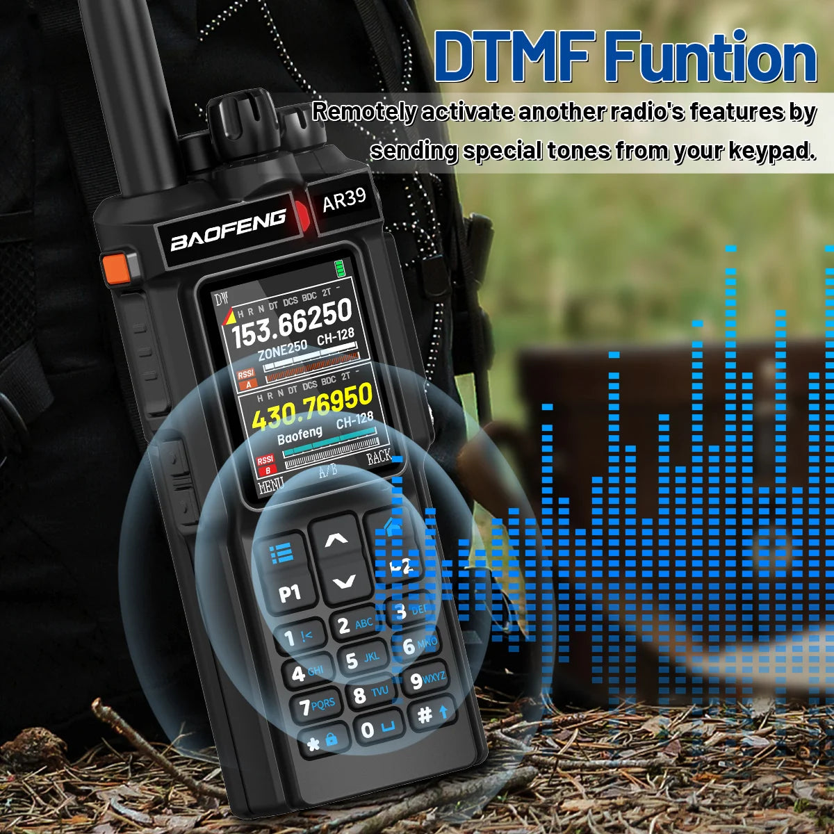BAOFENG AR-39 Walkie Talkie Wireless Copy Frequency Long Range Type-C Charger Wireless Copy Frequency Large Screen Ham Radio