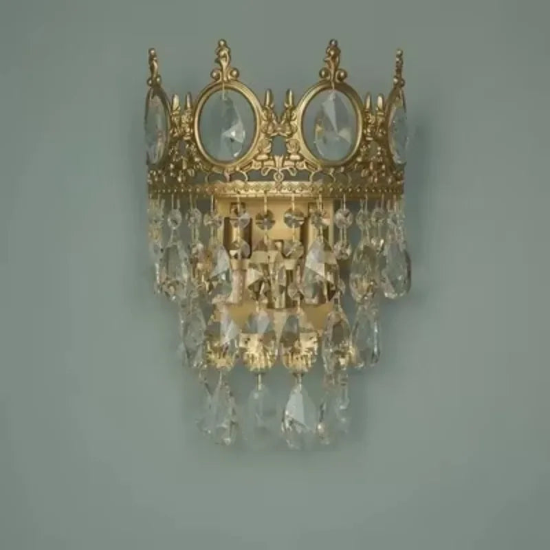 Modern Luxury Chandelier LED Crystal Vintage French Pendant Lamps for Living Dining Table Room Golden Crown Lighting Home Deocr