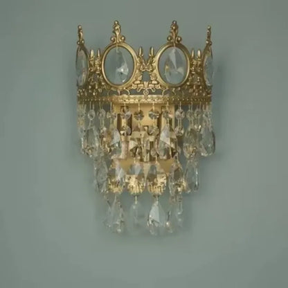 Modern Luxury Chandelier LED Crystal Vintage French Pendant Lamps for Living Dining Table Room Golden Crown Lighting Home Deocr