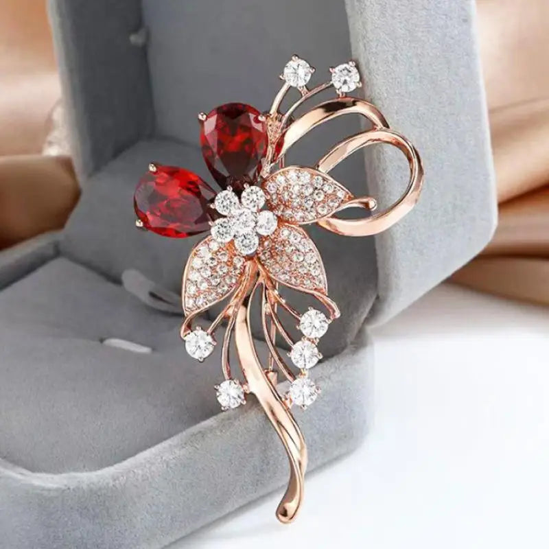 Luxury Temperament Zircon Flower Brooches For Women Girls Fashion Versatile Shiny Corsage Wedding Clothing Accessories Gifts
