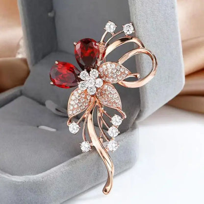 Luxury Temperament Zircon Flower Brooches For Women Girls Fashion Versatile Shiny Corsage Wedding Clothing Accessories Gifts