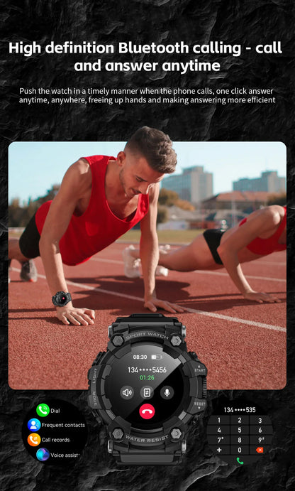 HY Digital LOKMAT Outdoor Smartwatch 1.32 Inch BT Call Smart Watch Men Sports Fitness Tracker Compass Smartwatch for Android IOS