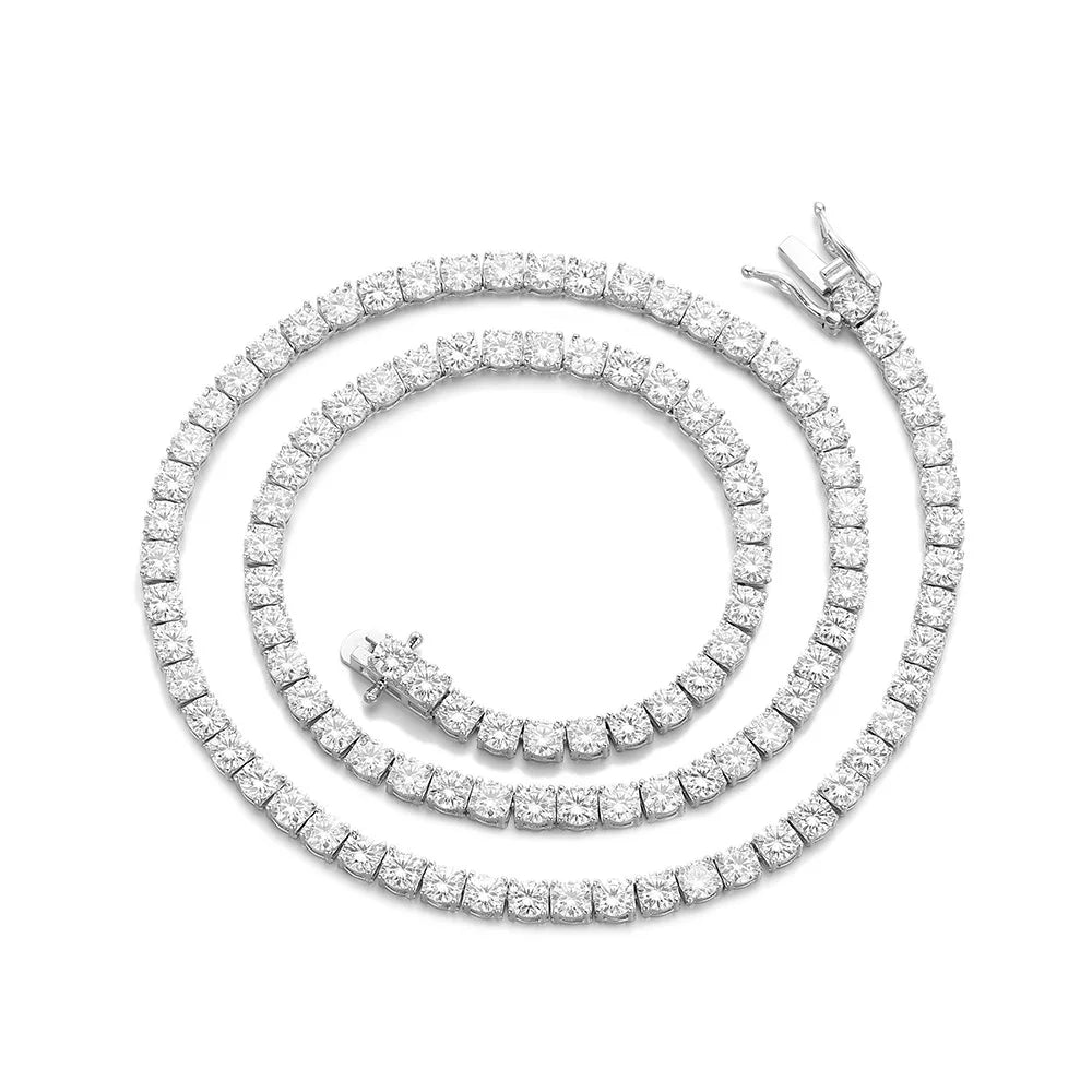 D VVS1 Moissanite Tennis Necklace 2-6MM 925 Sterling Silver Classics for Women Exquisite Jewelry Simulated Diamond Necklaces