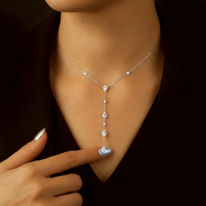 Multi Pear Marquise Moissanite Y-Shaped Necklace S925 Silver 18K Gold Plated Long Tassel Drop Chain Elegant Ladies Jewelry