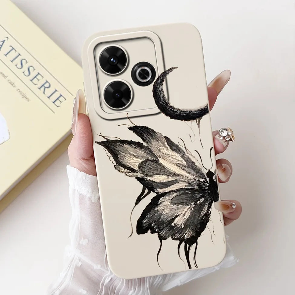 Casing For Redmi 13 Case 13 5G Cute Cat Fashion Luxury Flowers Silicone Shockproof Back Cover For Redmi 13 5G Phone Case Bumper