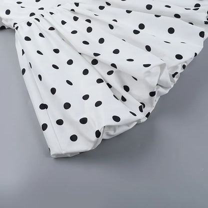 TARUXY Polka Dot Vacation Mini Dress For Women  High Waist A-line Ball Gown Dress Sleeveless Halter Neck Female Summer Fashion