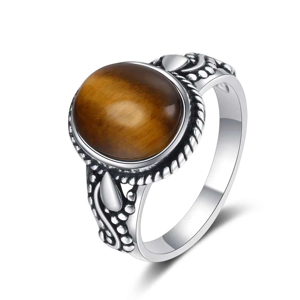 New Fashion 925 Silver Oval High Quality Natural Tiger Eye Rings for Men Women Gifts Trendy Jewelry Wholesale Dropshipping