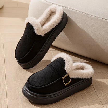 Casual Women's Home Slippers Winter Plush Luxury Designer Woman Shoes Indoor Fluffy Platform Fuzzy Fur Slides Elegant Flats Warm