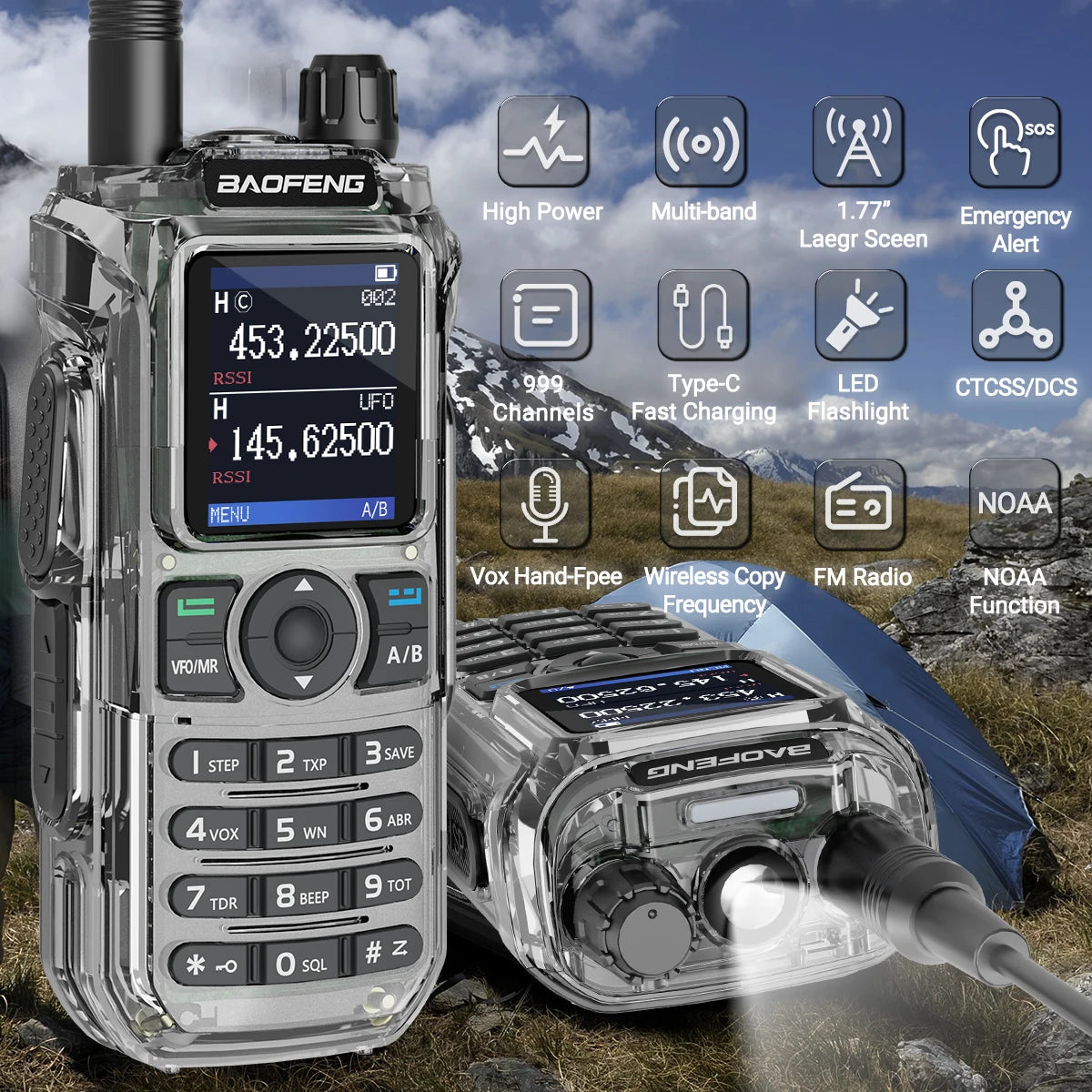 BAOFENG UV-21 PRO V4 Walkie Talkie 10W High Power Multi Band Long Range Wireless Copy Frequency Upgrade UV-21 Pro Two Way Radio