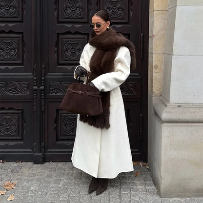 Faux Fur Tassels Scarf for Women Autumn Winter Fluffy Fur Neckerchief 2026 New Lady Luxury Shawl Scarves Clothing Accessories