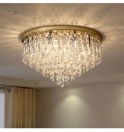 Modern Luxurious Crystal Ceiling Lamp Gold & Silver Color for Living Room Dining Room Bedroom - Elegant Lighting Fixture