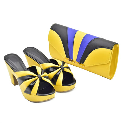Italian Shoes and Bags Matching Set High Heels Women Wedges Shoes for Women Nigerian Party Women with Bag Set Plus Size Heels 42