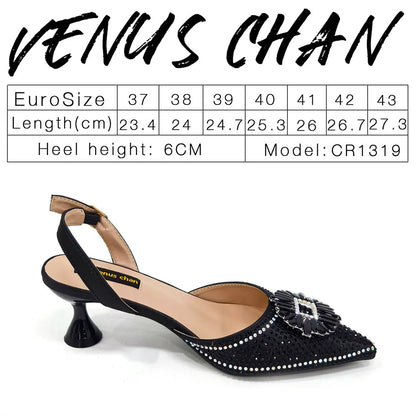 Latest Elegant Wedding Italian Diamond Design Shoes Women's African Party Shoes Crystal Shoes High School High Heels