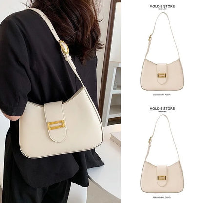 Women Bag Luxury Designer Clutch Handbags Solid Color Leather Underarm Shoulder Bag Casual Female Luxury Hobos Bags White Black