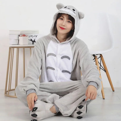 Totoro Onesies Cute Cartoon Animal Onesie Women Men Girls Boys Pajamas Slipper Funny Party Suit Winter Home Overall Costumes