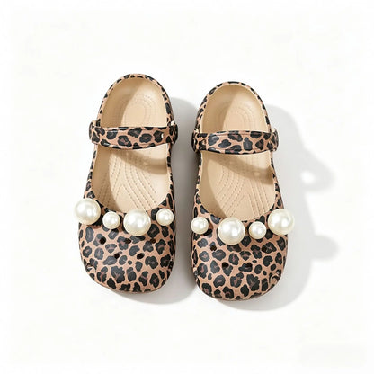 Luxury Pearl Shoes Charms Set DIY Ballet Clogs Women Summer 2026 Fashion Leopard Print EVA Beach Slippers Woman's Jelly Shoes