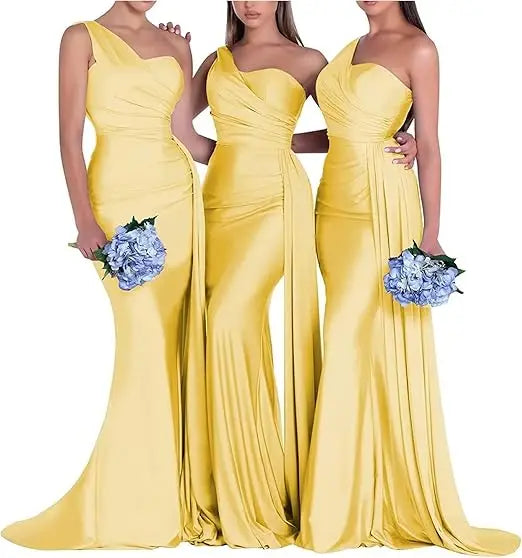 One Shoulder Mermaid Bridesmaid Dresses Corset Back Formal Evening Party Gowns 2026 Prom Graduation Dress Customized