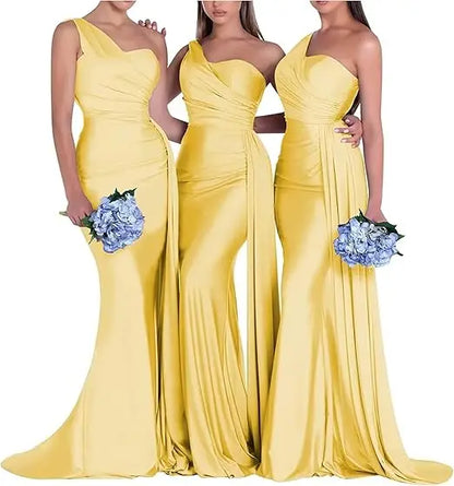 One Shoulder Mermaid Bridesmaid Dresses Corset Back Formal Evening Party Gowns 2026 Prom Graduation Dress Customized