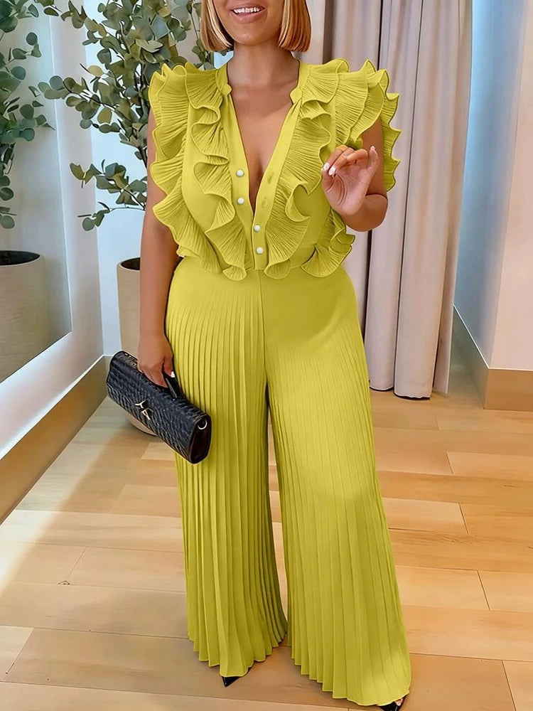 Solid Color Women Jumpsuits For Summer Autumn Sleeveless Loose Fashion Streetwear Overalls Wide Leg Pants Trousers 2026