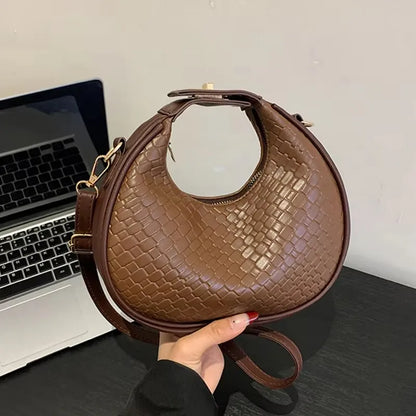 Fashion Black Half Moon Bag Luxury Pu Leather Ladies Purses and Handbags Crossbody Women Shoulder Bags