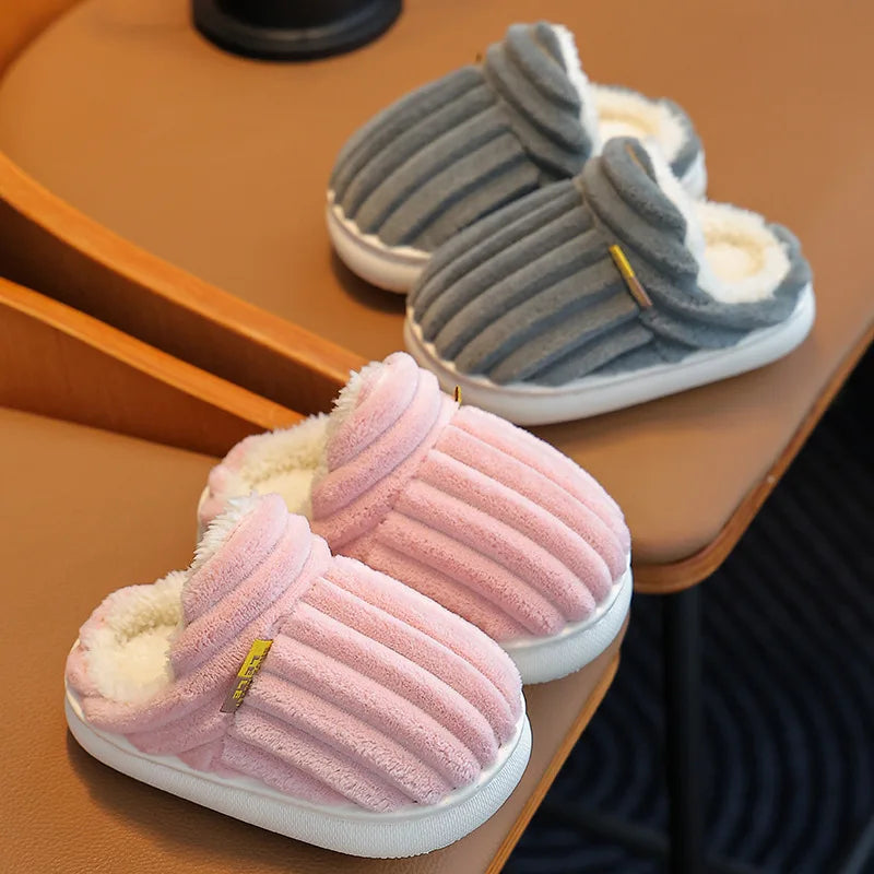 SmilePoP New Classic Fuzzy Kids Shoes Winter Outdoor Warm Antiskid Children's Slippers Indoor Furry Comfortable Home Girl Shoes