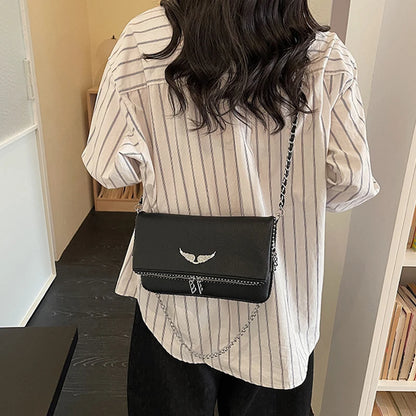 Fashionable Retro Ladies Chain-Shoulder Square Bag Luxury Textured Crossbody Shoulder Bag Women Handbags and Purses Underarm Bag