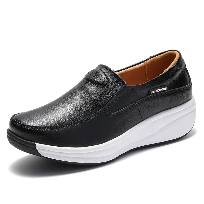 Women Flats Platform Loafers Ladies Elegant Genuine Leather Moccasins Shoes Woman Spring Round Toe Slip On Casual Women's Shoes
