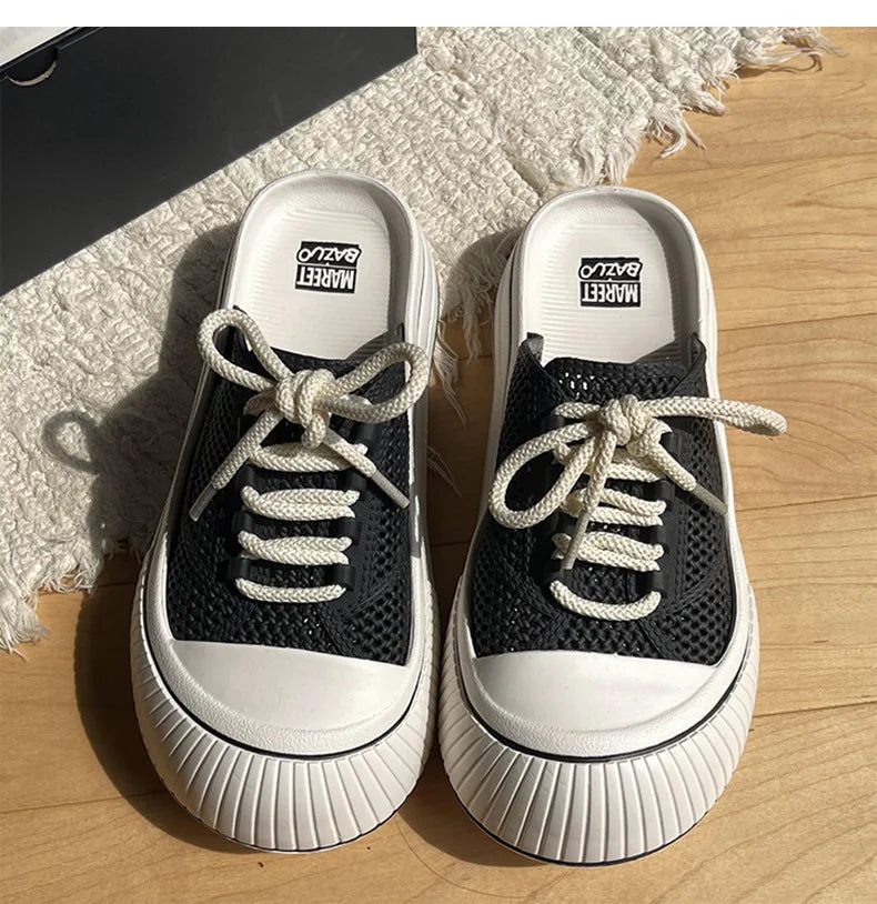 Mesh Casual Women's Sandals Summer Platform Luxury Designer Woman Shoes Flats Indoor Outdoor Fashion Slippers Elegant Mules New