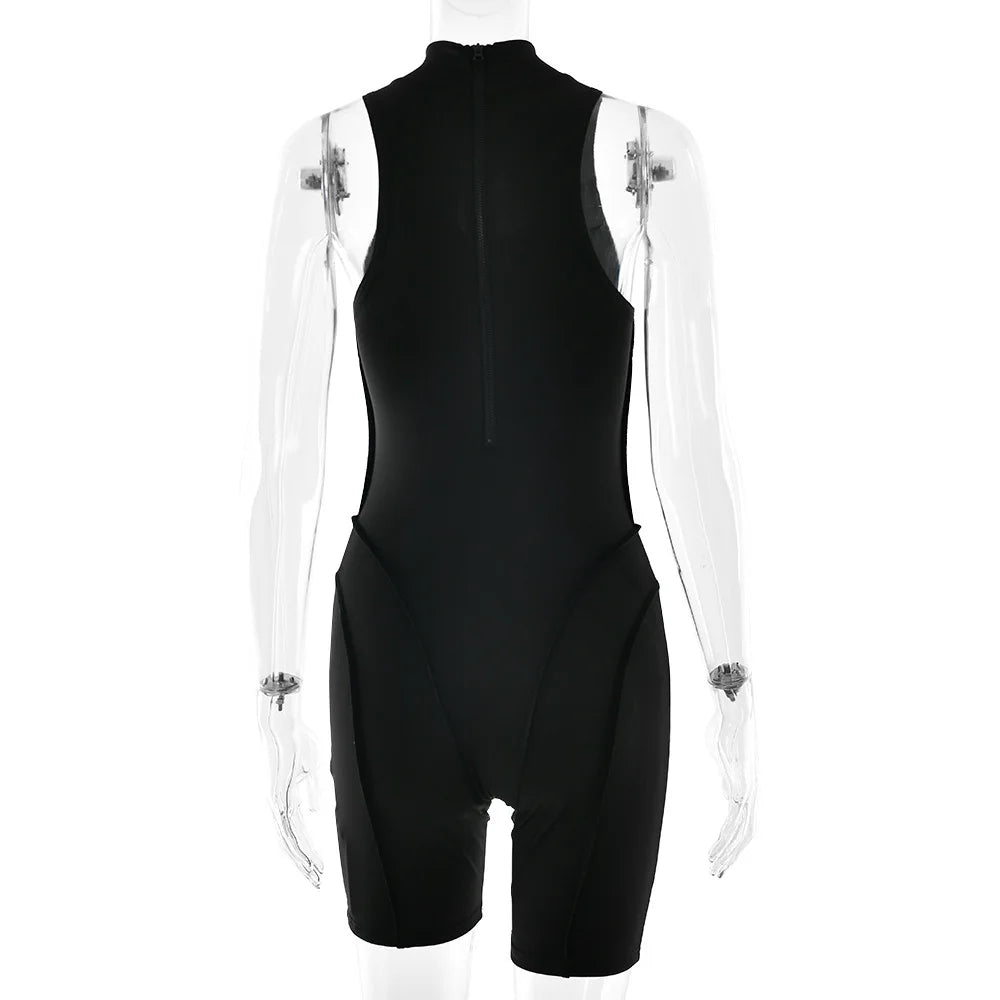 JULISSA MO Turtleneck Sexy Hollow Out Zipper Women Bodysuit Sleeveless High Stretch Bodysuit Summer Slim Elegant Beachwear 2026