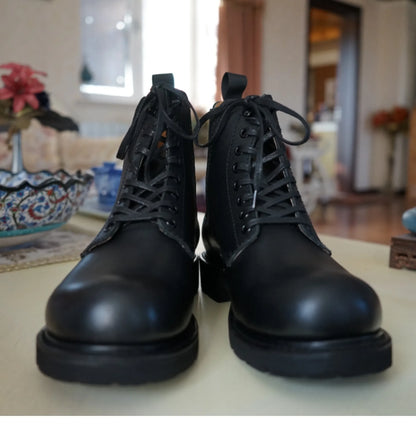 Goodyear-Head Cowhide Overalls Boots Biker Boots for Men