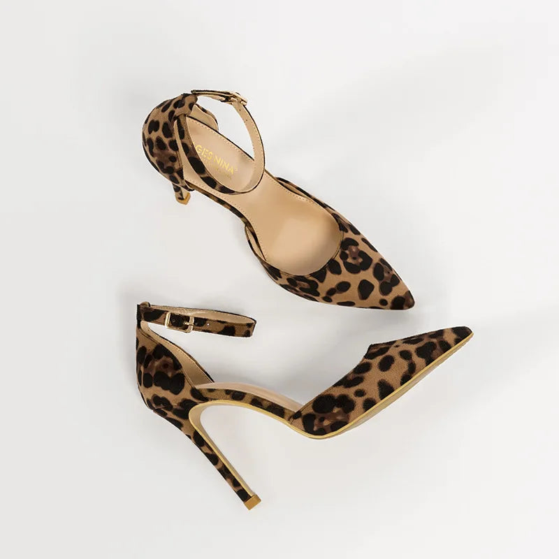 Autumn Sexy Leopard Women Sandals Office Pumps 6cm 8cm 10cm Elegant Office  High Heels Women Pointed Toe Luxury Female Shoes