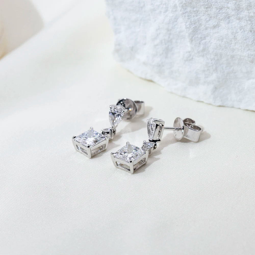 Messi Jewelry  9K White Gold 1CT Princess Cut Lab Grown Diamond Stud Earrings For Women In Stock Wholesale MSE-697