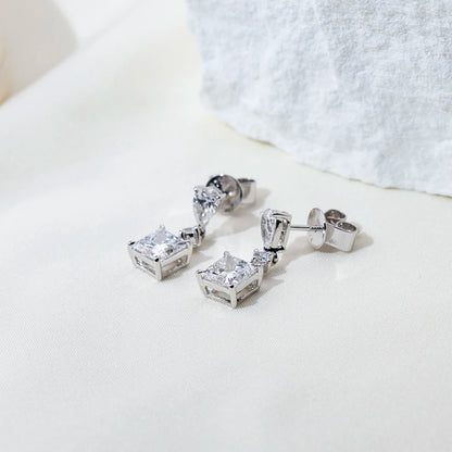 Messi Jewelry  9K White Gold 1CT Princess Cut Lab Grown Diamond Stud Earrings For Women In Stock Wholesale MSE-697