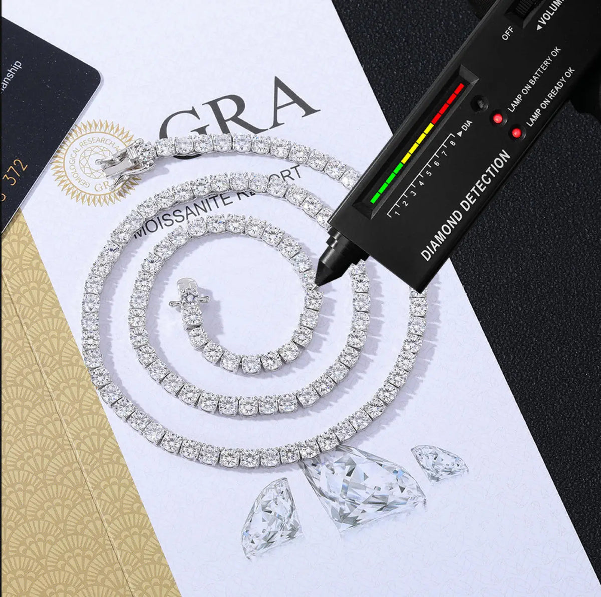 SY Brand Jewelry Moissanite Diamond Tennis Chain Necklace 925 Sterling Silver Necklaces Women Men D Color VVS GRA Certificated