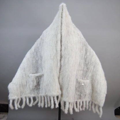 Hot Sale Women Winter Knitted Real Mink Fur Scarf Shawl Natural Warm Mink Fur Pashmina Lady Long Style 100% Genuine Fur Scarves