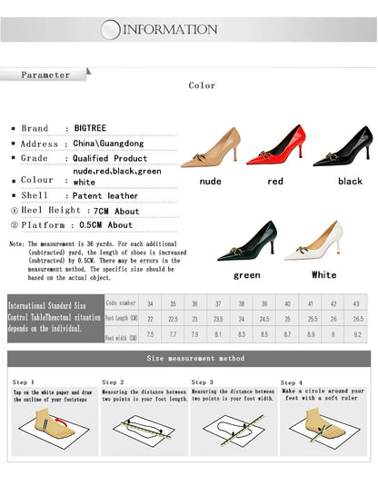 Luxury Women Pumps Metal Belt Buckle High Heels Patent Leather Women Heels Stilettos Career OL Office Shoes Plus Size 41 42 43