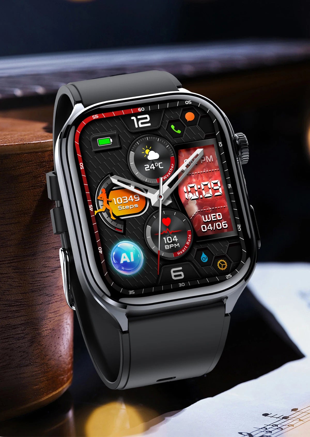 2026New ECG+PPG Clock Health Trackr 2.0 inch Uric Acid Blood lipids Pressure Smart Watch Body Analysis Voice call Smartwatch Men
