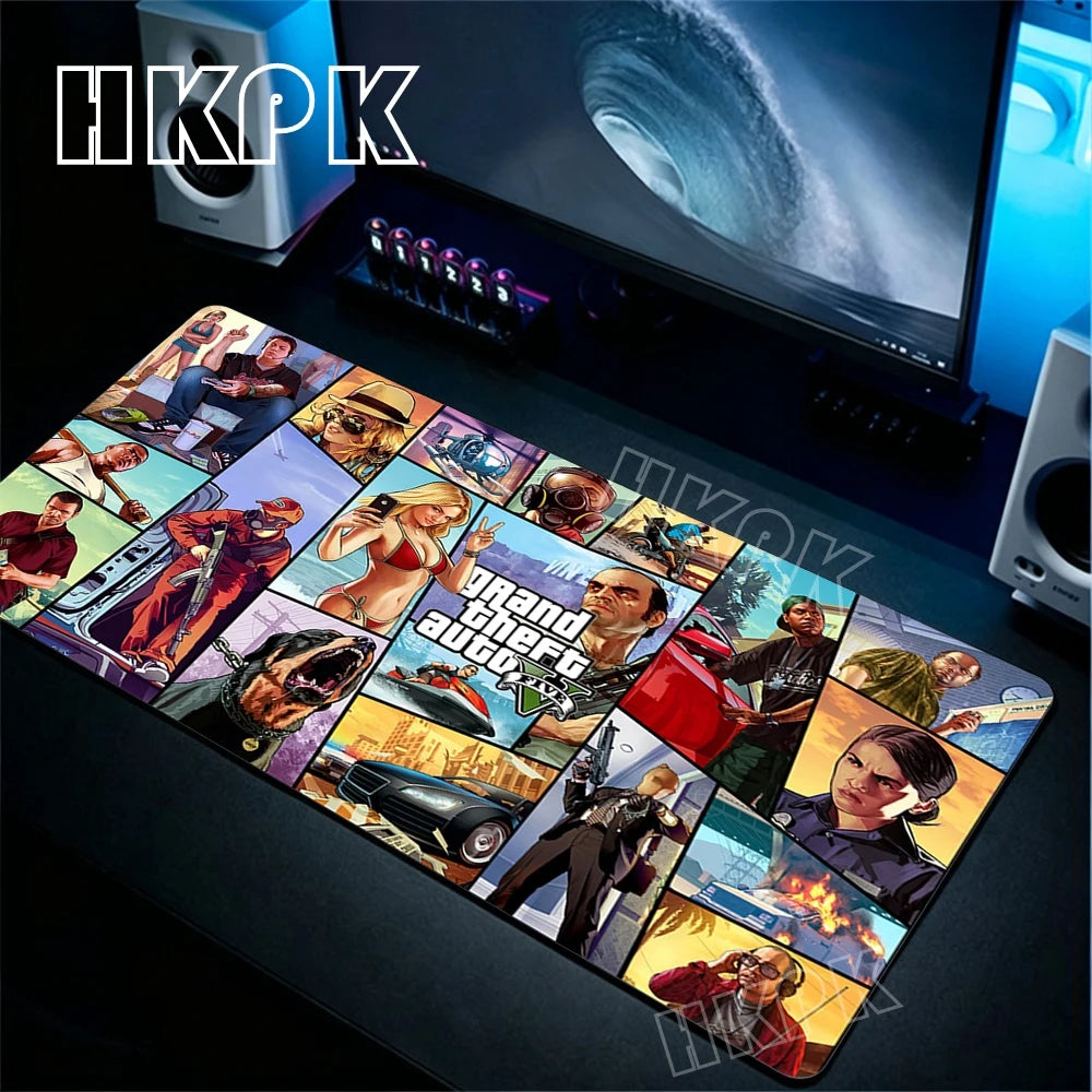 Large Gamer Desk Mat Office Table Pad Grand Theft Auto Deskpad Pad Computer Laptop Accessories Gaming Mousepad Anime Xxl 90x40cm