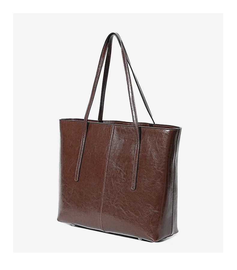 Luxury Women Leather Tote Bag Top Layer Cowhide Large Capacity Fashionable Handbag Brand Designer Shoulder Bag 2025 New Handbag