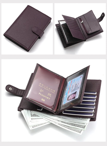 Stylish Travel Passport Bag Multi-Card Card Holder Portable Multi-Function Men's Wallet