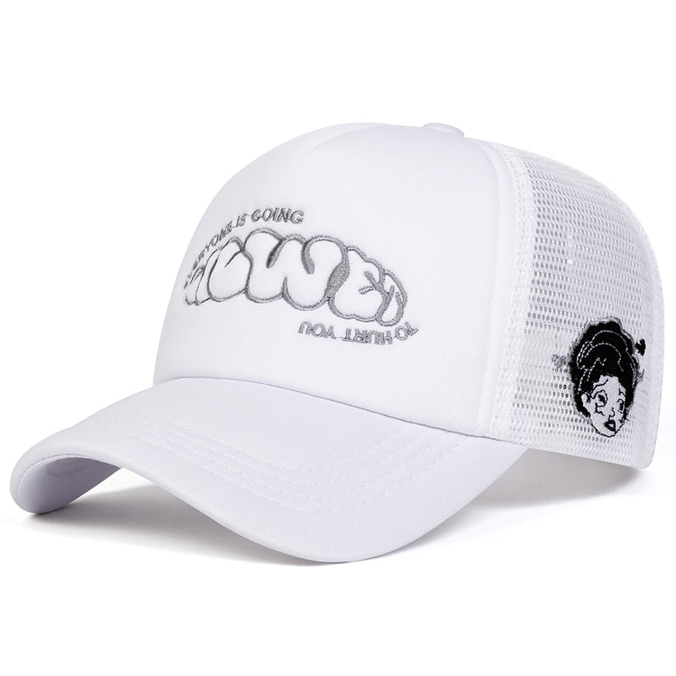 Unisex EVERYONE IS GOING Letter Embroidery Baseball Net Caps Adjustable Casual Hats Spring and Summer Outdoor Sunscreen Hat