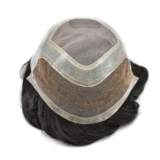 Front Swiss Lace Men's Capillary Prothesis Lace PU Man Toupee Human Hair Wigs Natural Hairline Indian Human Hair Wigs Natural