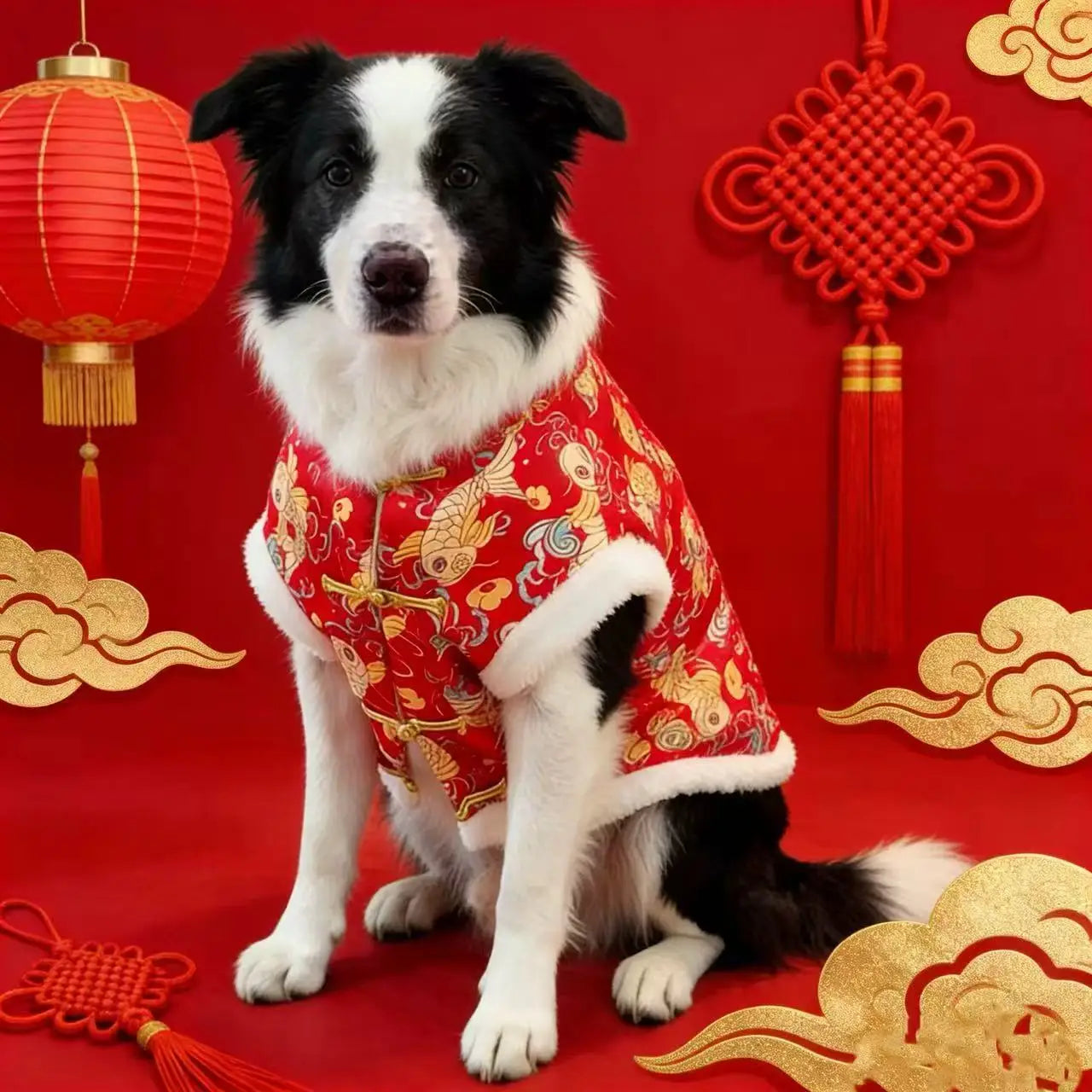 Chinese traditional pattern pet clothing, warm and comfortable dog clothes, suitable for medium to large dogs such as Golden Ret