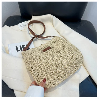 Ladies Fashion Summer Straw Crossbody Bag Women Beach Holiday Shopping Woven Shoulder Handbag Messenger Purses For Women Bags