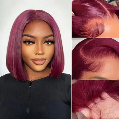 BOB Lace Front Wig Human Hair Straight 200% Full Density 13x4 HD Transparent Lace Frontal Wigs Bob Hair Lace Front Wig For Women