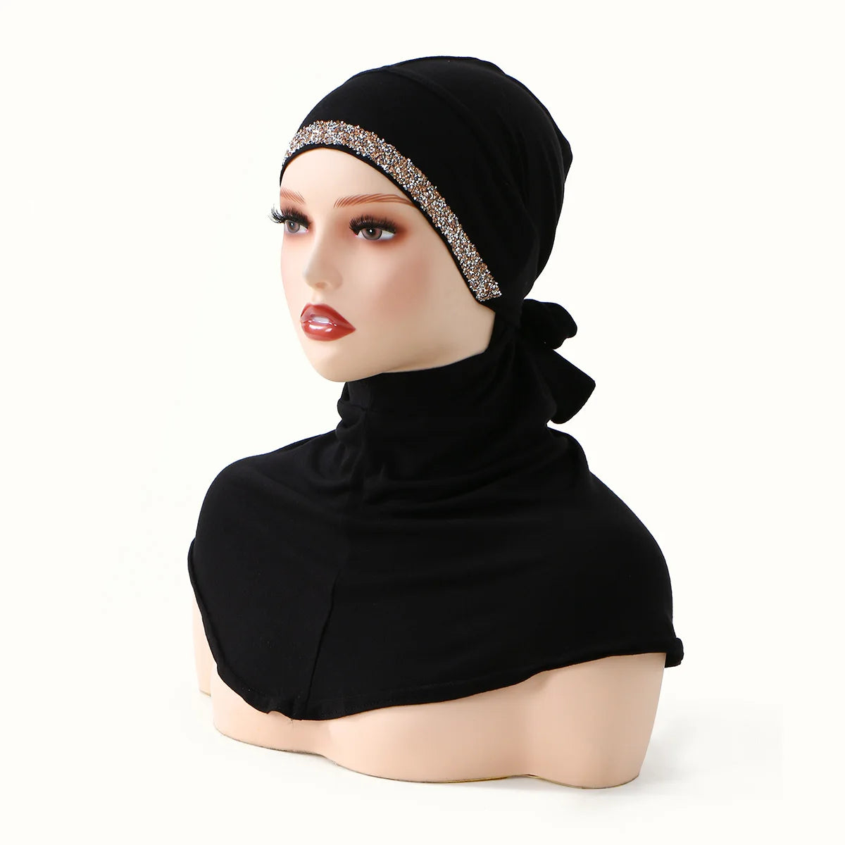 Balaclava Inner Hijabs Women Solid Color Tie Back Elasticity Hijabs Full Cover Head Muslim Soft Cotton Jersey Turban Headscarf